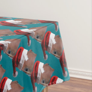 Weihnachtspferd Weihnachtsmannmütze Tischdecke