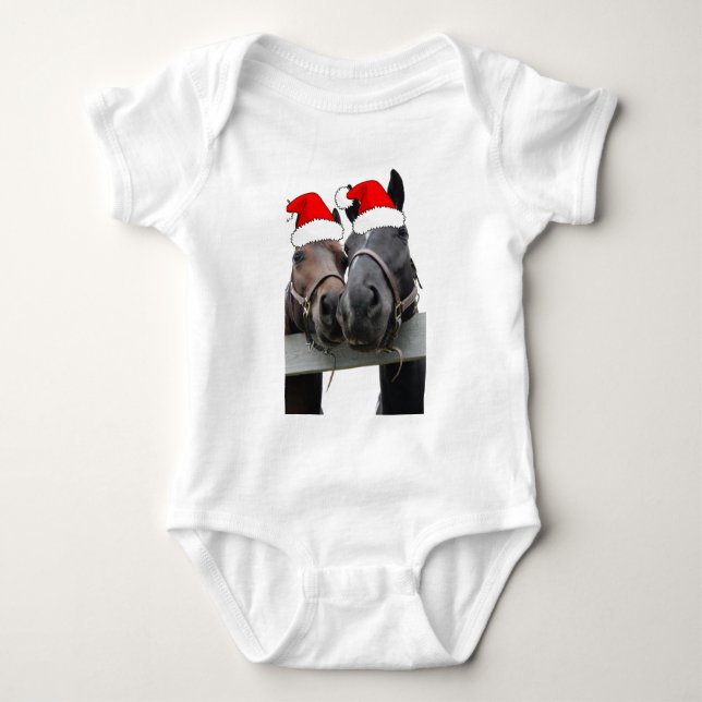 Weihnachtspferde Baby Strampler (Vorderseite)