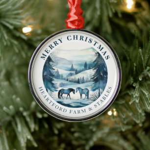 Weihnachtspferde Reitpferde Festlicher Winterwald Ornament Aus Metall