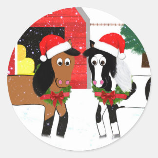 Weihnachtspferde Runder Aufkleber