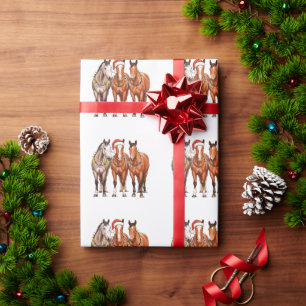 Weihnachtspferde Western Cowboy Santa Hut Farm Geschenkpapier