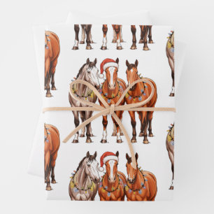 Weihnachtspferde Western Cowboy Santa Hut Farm Geschenkpapier Set