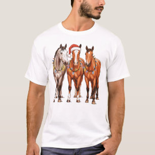 Weihnachtspferde Western Cowboy Santa Hut Farm T-Shirt