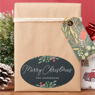 Weihnachtspflanzen als Geschenk Ovaler Aufkleber