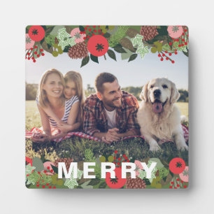 Weihnachtspflanzen Frohe Art Feiertagsfoto Fotoplatte