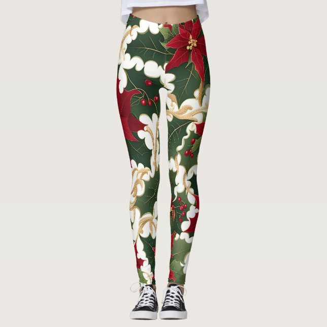 Weihnachtspflanzen im Überfluss Leggings (Vorderseite)