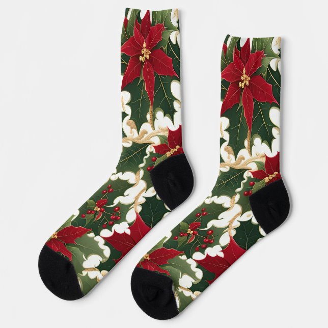 Weihnachtspflanzen im Überfluss Socken (Linkes Detail)