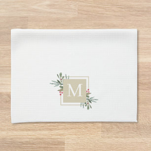 Weihnachtspflanzen-Monogramm Geschirrtuch