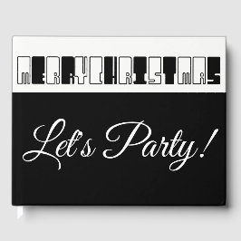 Weihnachtspiano Schlüssel Typografie Schwarz-Weiß Gästebuch