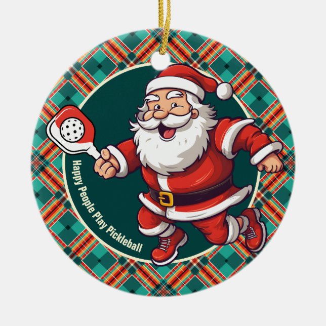 🎅 Weihnachtspickleball Keramik Ornament (Vorne)