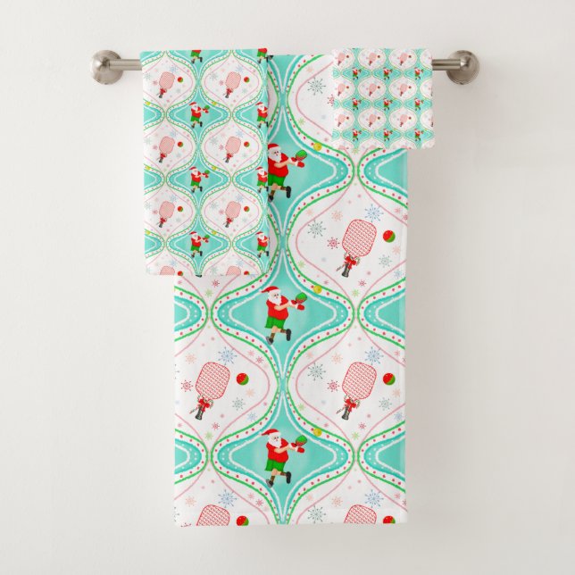 Weihnachtspickleball Ogee Muster Runde Badhandtuch Set (Insitu)