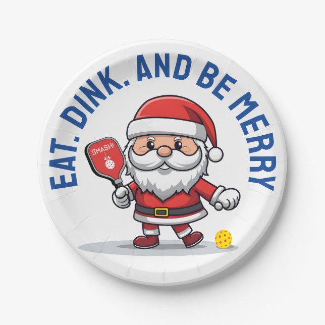 🎅 Weihnachtspickleball Pappteller (Vorderseite)