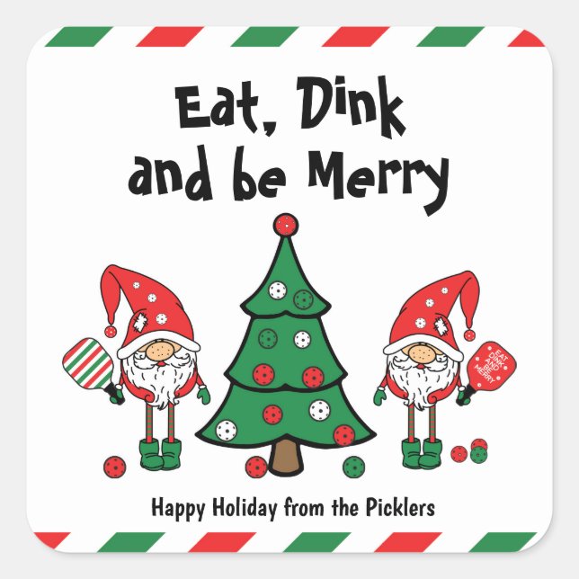 Weihnachtspickleball Quadratischer Aufkleber (Vorderseite)