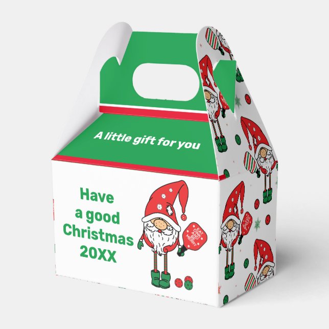 Weihnachtspickleball Santa Gable Favor Box Geschenkschachtel (Vorderseite)