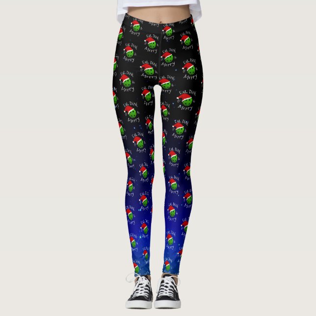Weihnachtspickleball-Sprichwort Leggings (Vorderseite)