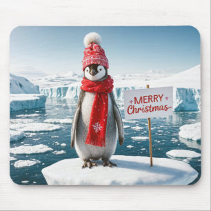 Weihnachtspinguin auf einem Eisberg Mousepad