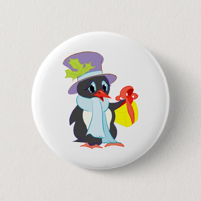 Weihnachtspinguin Button (Vorderseite)