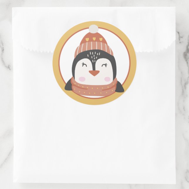 Weihnachtspinguin Classic Round Sticker (Tasche)