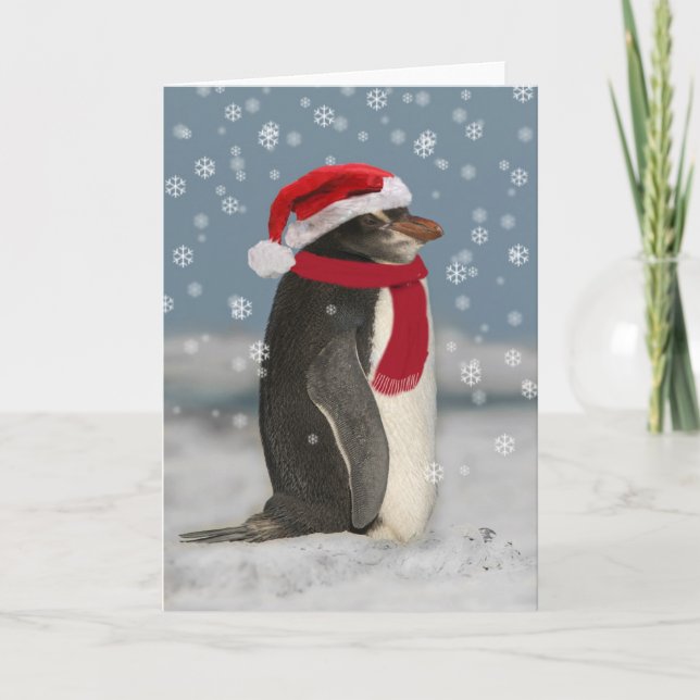 Weihnachtspinguin Feiertagskarte (Vorderseite)