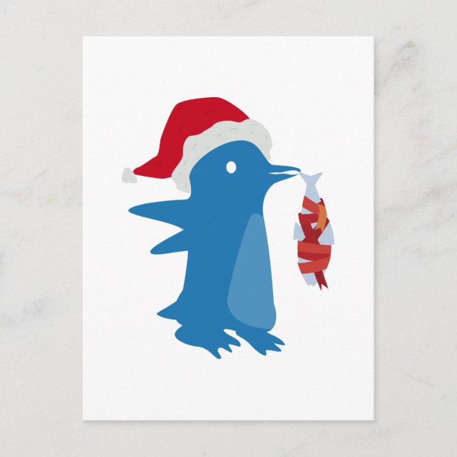 Weihnachtspinguin Feiertagspostkarte (Vorderseite)