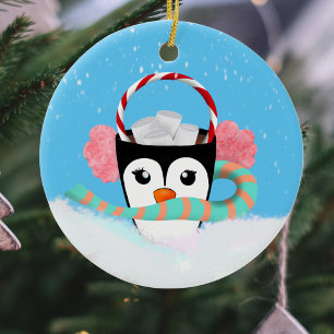 Weihnachtspinguin-Heiße Schokolade Keramik Ornament