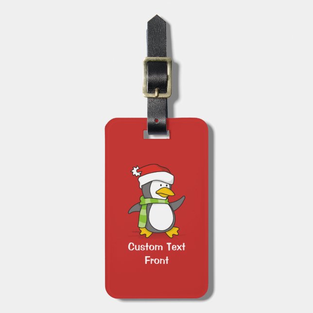 Weihnachtspinguin im Schnee Gepäckanhänger (Vorderseite vertikal)