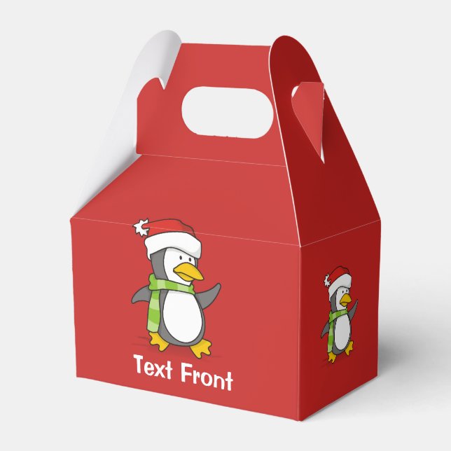 Weihnachtspinguin im Schnee Geschenkschachtel (Vorderseite)