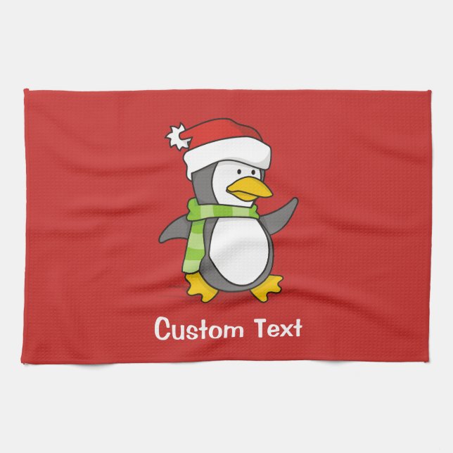 Weihnachtspinguin im Schnee Geschirrtuch (Horizontal)