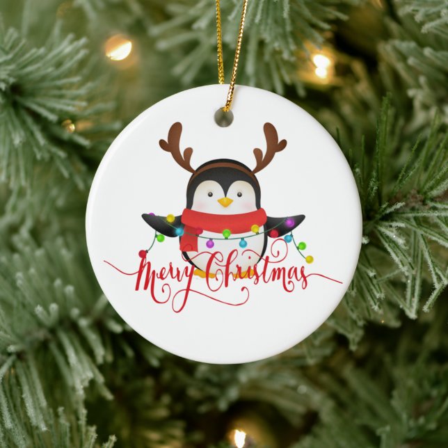 Weihnachtspinguin Keramik Ornament (Baum)