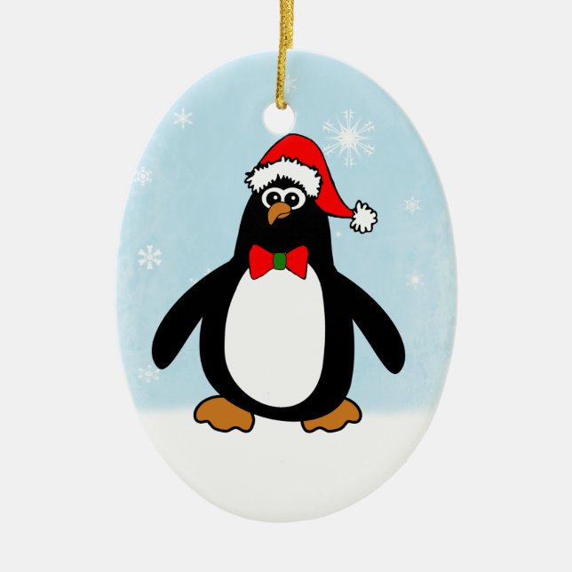 Weihnachtspinguin Keramikornament (Vorne)