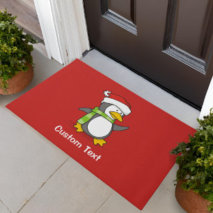 Weihnachtspinguin läuft auf Schnee Fußmatte