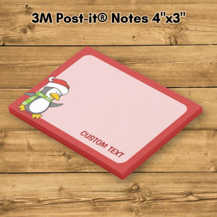 Weihnachtspinguin läuft auf Schnee Post-it Klebezettel