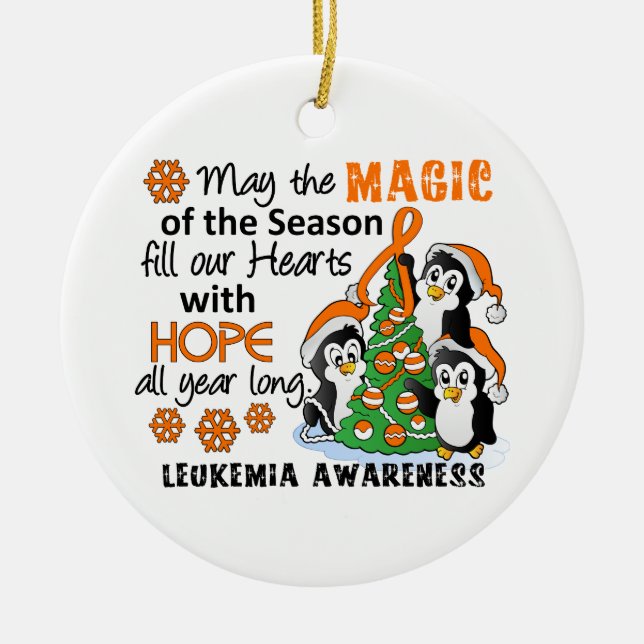 WeihnachtsPinguin-Leukämie Keramikornament (Vorne)