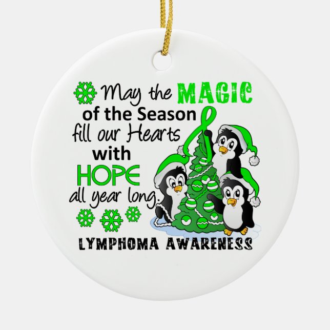WeihnachtsPinguin-Lymphom Keramikornament (Vorne)