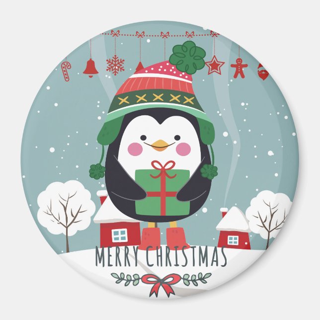 Weihnachtspinguin Magnet (Vorne)