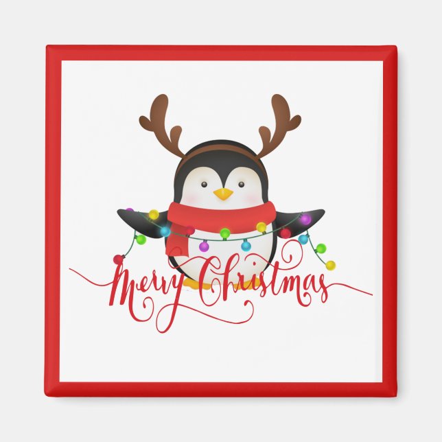 Weihnachtspinguin Magnet (Vorne)