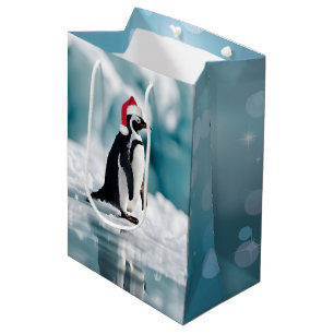 Weihnachtspinguin mit Hut Mittlere Geschenktüte