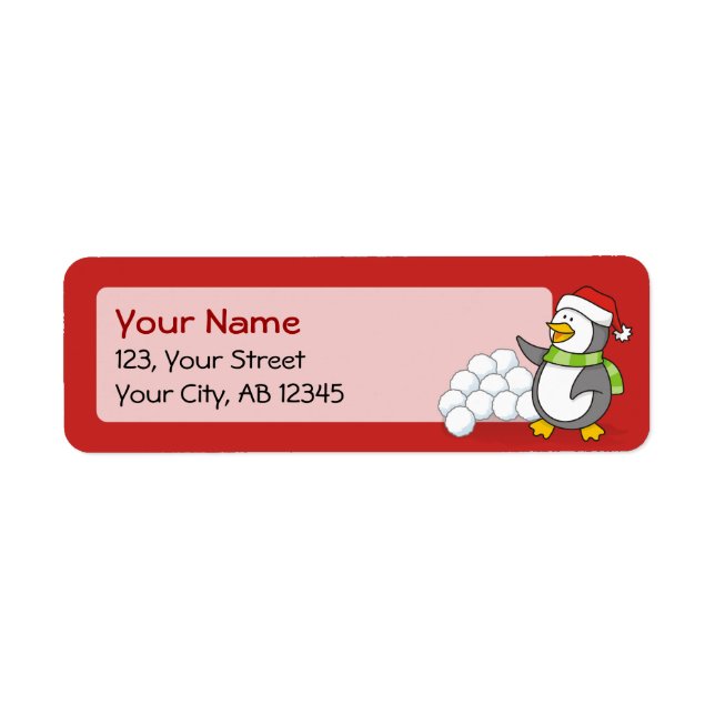 Weihnachtspinguin mit Schneebälle schwingen (Vorne)
