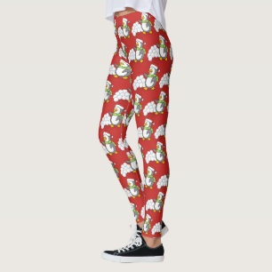 Weihnachtspinguin mit Schneebälle schwingen Leggings
