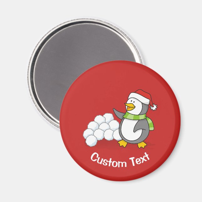 Weihnachtspinguin mit Schneebälle schwingen Magnet (Vorderseite/Rückseite)
