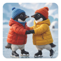Weihnachtspinguin-Paar beim Eislaufen 