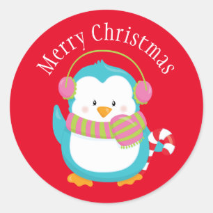 Weihnachtspinguin Runder Aufkleber