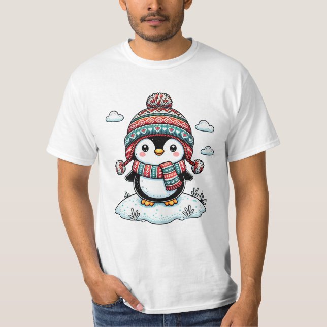 Weihnachtspinguin | Santa Penguin T-Shirt (Vorderseite)