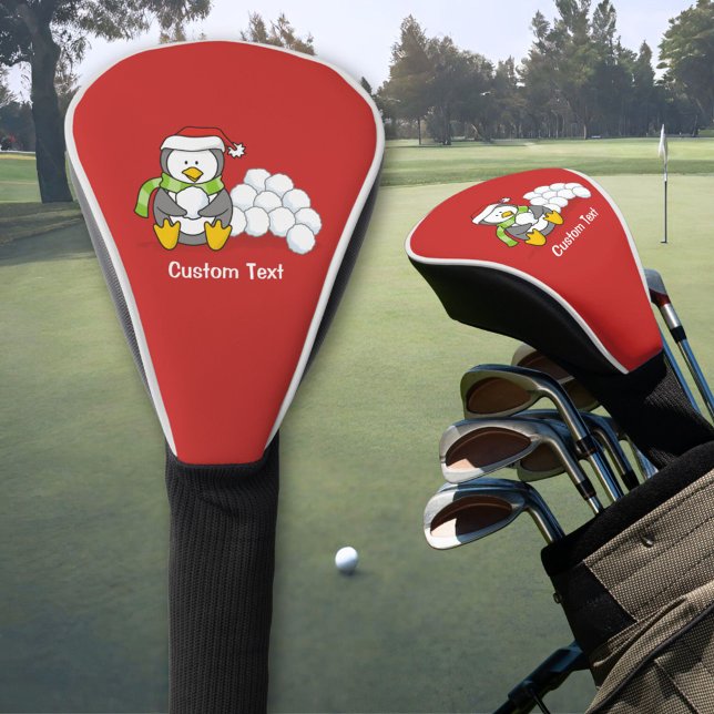Weihnachtspinguin sitzend mit Schneebälle Golf Headcover (Von Creator hochgeladen)