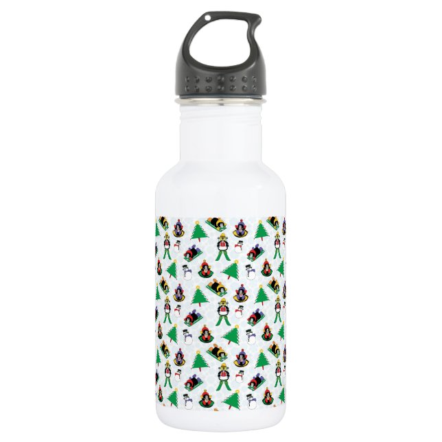 Weihnachtspinguin Ski Edelstahlflasche (Vorderseite)