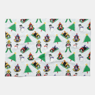 Weihnachtspinguin Ski Geschirrtuch