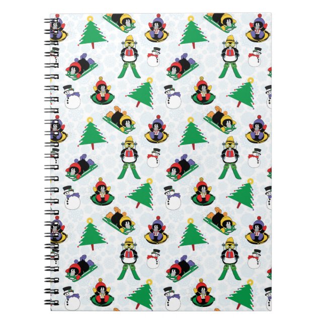 Weihnachtspinguin Ski Notizblock (Vorderseite)