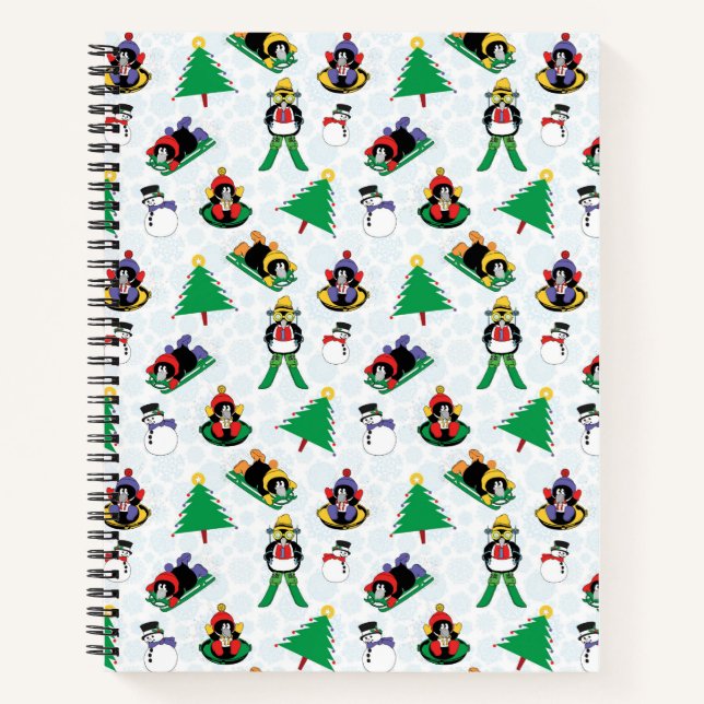 Weihnachtspinguin Ski Notizbuch (Vorderseite)