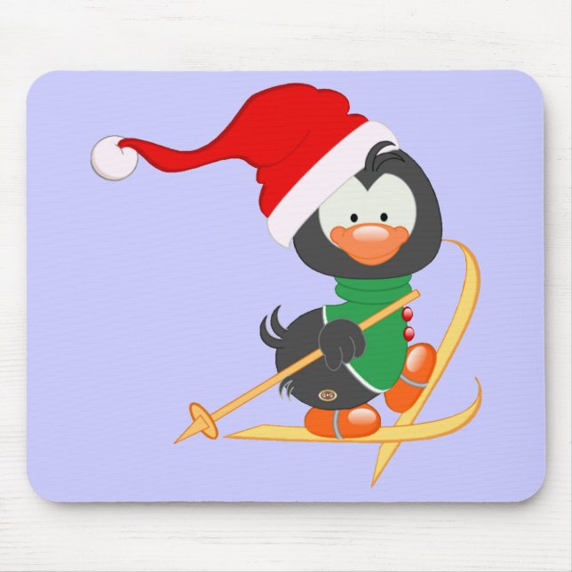 WeihnachtsPinguin-Skifahren Mousepad (Vorne)
