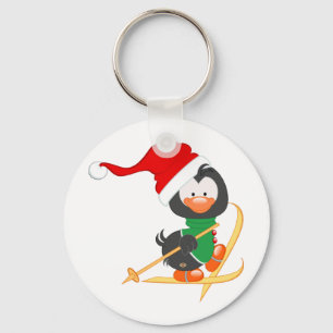 WeihnachtsPinguin-Skifahren Schlüsselanhänger